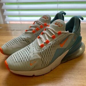 Nike Air Max 270 Glacier Blue Total Orange Sz 7 Mens